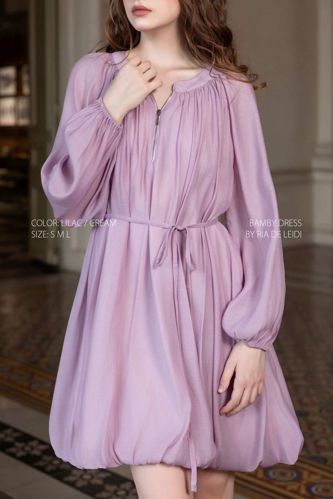 BAMBY DRESS (Lilac) - Đầm mini dáng bí tay phồng - Thumbnail 3