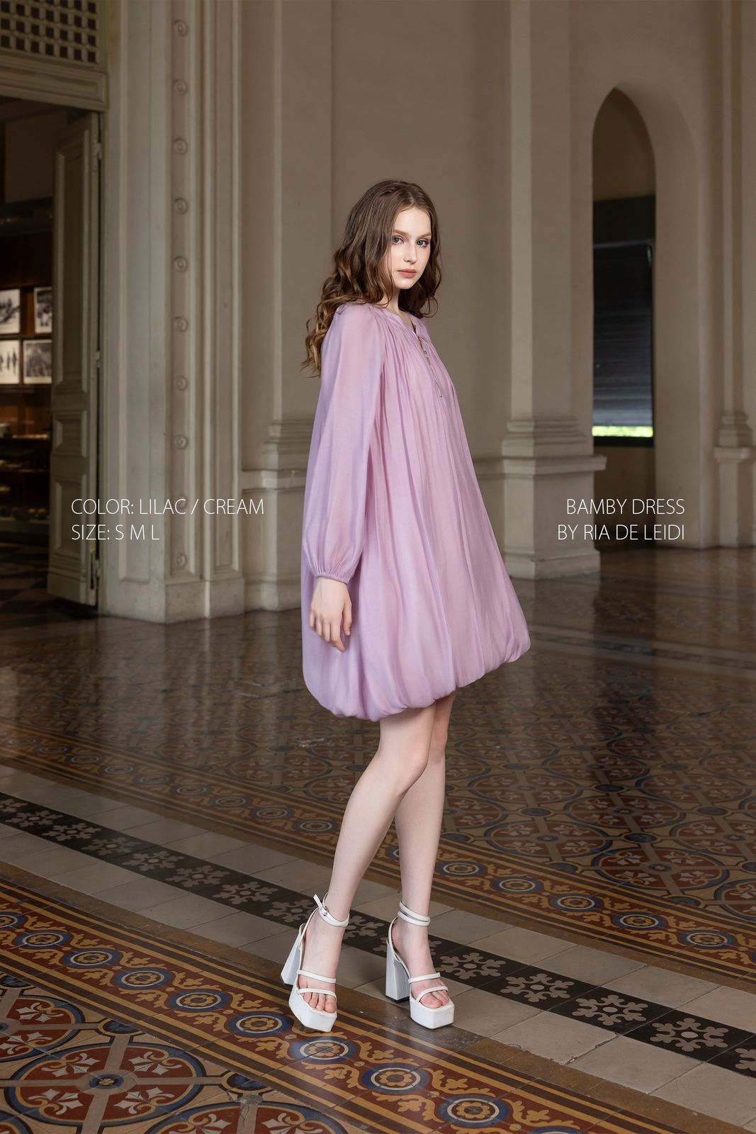 BAMBY DRESS (Lilac) - Đầm mini dáng bí tay phồng - Thumbnail 6