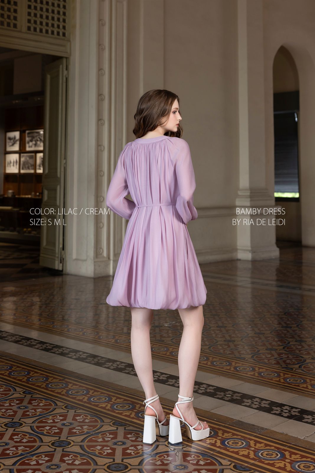 BAMBY DRESS (Lilac) - Đầm mini dáng bí tay phồng - Thumbnail 4
